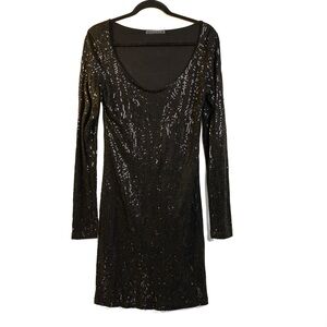 Velvet Black Long Sleeve Sequin Dress.